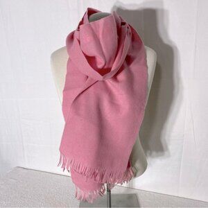 Vintage Pendleton Pink 100% Virgin Wool Long Scarf With Fringe